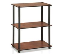 Walplus Furinno Turn-N-Tube 3-Tier Compact Multipurpose Shelf Display Rack, Dark Cherry