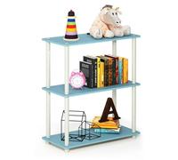 Walplus Furinno Turn-N-Tube 3-Tier Compact Multipurpose Shelf Display Rack, Light Blue/white