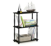 Walplus Furinno Turn-N-Tube 3-Tier Compact Multipurpose Shelf Display Rack With Classic Tube, Americano/black