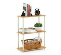 Walplus Furinno Turn-N-Tube 3-Tier Compact Multipurpose Shelf Display Rack With Classic Tube, Beech/white