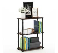Walplus Furinno Turn-N-Tube 3-Tier Compact Multipurpose Shelf Display Rack With Classic Tube, Dark Cherry/black