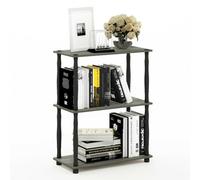Walplus Furinno Turn-N-Tube 3-Tier Compact Multipurpose Shelf Display Rack With Classic Tube, French Oak Grey/black