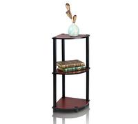 Walplus Furinno Turn-N-Tube 3-Tier Corner Display Rack Multipurpose Shelving Unit, Dark Cherry/black