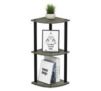Walplus Furinno Turn-N-Tube 3-Tier Corner Display Rack Multipurpose Shelving Unit, French Oak Grey/black