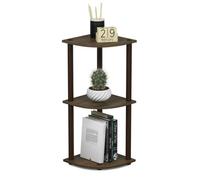 Walplus Furinno Turn-N-Tube 3-Tier Corner Display Rack Multipurpose Shelving Unit, Walnut/brown