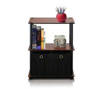 Walplus Furinno Turn-N-Tube 3-Tier Multipurpose Storage Rack Shelving Unit W/bins, Dark Cherry/black