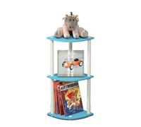 Walplus Furinno Turn-N-Tube 3-Tier Reversible Corner Display Rack Multipurpose Shelving Unit, Light Blue/white