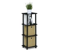 Walplus Furinno Turn-N-Tube 3 Tier Shelf With Bins, Blackwood/black/brown