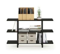 Walplus Furinno Turn-N-Tube 3-Tier Wide Display Shelf, Espresso/black