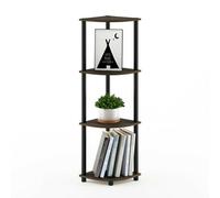 Walplus Furinno Turn-N-Tube 4-Tier Corner Display Rack Multipurpose Shelving Unit, Columbia Walnut/black
