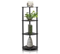 Walplus Furinno Turn-N-Tube 4-Tier Corner Display Rack Multipurpose Shelving Unit, Espresso/black