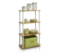 Walplus Furinno Turn-N-Tube 4-Tier Multipurpose Shelf Display Rack, Beech/white