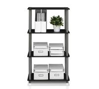 Walplus Furinno Turn-N-Tube 4-Tier Multipurpose Shelf Display Rack, Black/grey