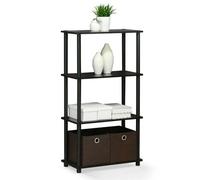 Walplus Furinno Turn-N-Tube 4-Tier Multipurpose Shelf Display Rack, Dark Walnut