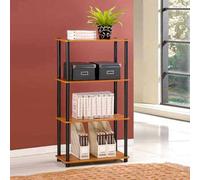 Walplus Furinno Turn-N-Tube 4-Tier Multipurpose Shelf Display Rack, Light Cherry/black