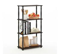 Walplus Furinno Turn-N-Tube 4-Tier Multipurpose Shelf Display Rack With Classic Tubes, Dark Cherry/black