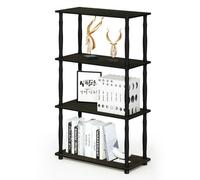 Walplus Furinno Turn-N-Tube 4-Tier Multipurpose Shelf Display Rack With Classic Tubes, Espresso/black