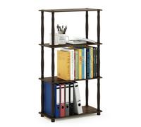 Walplus Furinno Turn-N-Tube 4-Tier Multipurpose Shelf Display Rack With Classic Tubes, Walnut/brown