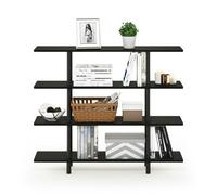 Walplus Furinno Turn-N-Tube 4-Tier Wide Display Shelf, Espresso/black