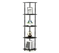 Walplus Furinno Turn-N-Tube 5 Tier Corner Display Rack Multipurpose Shelving Unit With Classic Tubes, Espresso/black