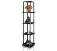 Walplus Furinno Turn-N-Tube 5-Tier Corner Square Rack Display Shelf, Black/grey