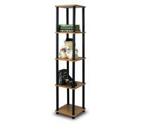 Walplus Furinno Turn-N-Tube 5-Tier Corner Square Rack Display Shelf, Light Cherry/black