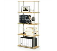 Walplus Furinno Turn-N-Tube 5-Tier Multipurpose Shelf Display Rack, Beech/white