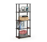 Walplus Furinno Turn-N-Tube 5-Tier Multipurpose Shelf Display Rack, Dark Cherry/black