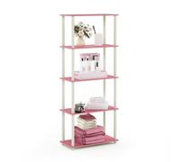 Walplus Furinno Turn-N-Tube 5-Tier Multipurpose Shelf Display Rack, Pink/white