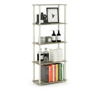 Walplus Furinno Turn-N-Tube 5-Tier Multipurpose Shelf Display Rack, Sonoma Oak/white