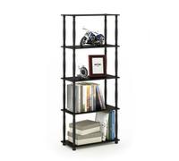 Walplus Furinno Turn-N-Tube 5-Tier Multipurpose Shelf Display Rack With Classic Tubes, Americano/black