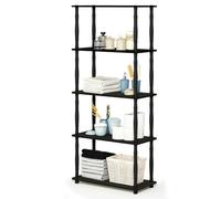 Walplus Furinno Turn-N-Tube 5-Tier Multipurpose Shelf Display Rack With Classic Tubes, Espresso/black