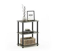 Walplus Furinno Turn-N-Tube No Tool 3-Tier Storage Shelf, French Oak Grey/black