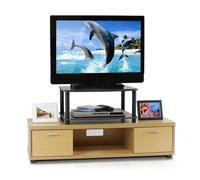 Walplus Furinno Turn-N-Tube No Tools 2-Tier Elevated Tv Stands, Dark Brown/black