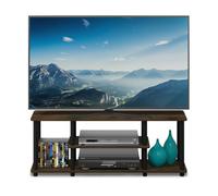 Walplus Furinno Turn-N-Tube No Tools 3D 3-Tier Entertainment Tv Stands, Columbia Walnut/black
