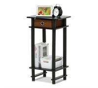 Walplus Furinno Turn-N-Tube Tall End Table With Bin, Espresso/brown