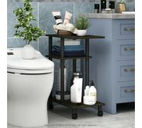 Walplus Furinno Turn-N-Tube U Shape Sofa Side Table With Casters, Espresso/black