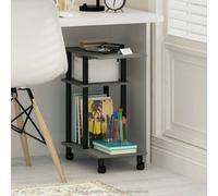 Walplus Furinno Turn-N-Tube U Shape Sofa Side Table With Casters, French Oak Grey/black