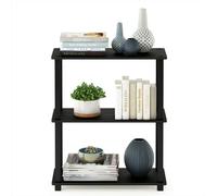 Walplus Furinno Turn-S-Tube 3-Tier Compact Multipurpose Shelf Display Rack With Square Tube, Americano/black