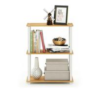 Walplus Furinno Turn-S-Tube 3-Tier Compact Multipurpose Shelf Display Rack With Square Tube, Beech/white