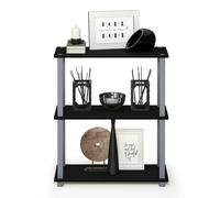 Walplus Furinno Turn-S-Tube 3-Tier Compact Multipurpose Shelf Display Rack With Square Tube, Black/grey