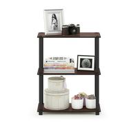 Walplus Furinno Turn-S-Tube 3-Tier Compact Multipurpose Shelf Display Rack With Square Tube, Dark Cherry/black