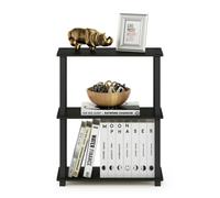 Walplus Furinno Turn-S-Tube 3-Tier Compact Multipurpose Shelf Display Rack With Square Tube, Espresso/black