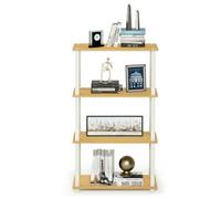 Walplus Furinno Turn-S-Tube 4-Tier Multipurpose Shelf Display Rack With Square Tube, Beech/white