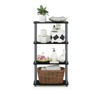 Walplus Furinno Turn-S-Tube 4-Tier Multipurpose Shelf Display Rack With Square Tube, Black/grey