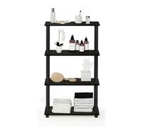 Walplus Furinno Turn-S-Tube 4-Tier Multipurpose Shelf Display Rack With Square Tube, Espresso/black