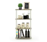 Walplus Furinno Turn-S-Tube 4-Tier Multipurpose Shelf Display Rack With Square Tube, Sonoma Oak/white