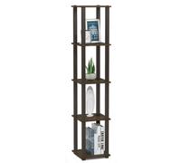 Walplus Furinno Turn-S-Tube 5-Tier Corner Square Rack Display Shelf With Square Tube, Walnut/brown