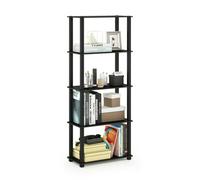 Walplus Furinno Turn-S-Tube 5-Tier Multipurpose Shelf Display Rack With Square Tubes, Americano/black