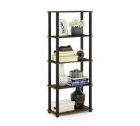 Walplus Furinno Turn-S-Tube 5-Tier Multipurpose Shelf Display Rack With Square Tubes, Columbia Walnut/black